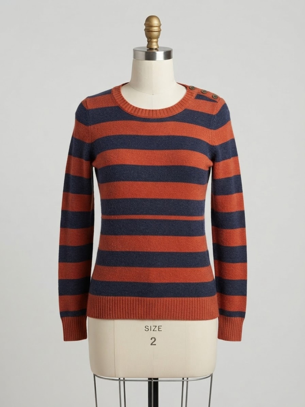 H&M Striped Crewneck Sweater in Navy and Rust